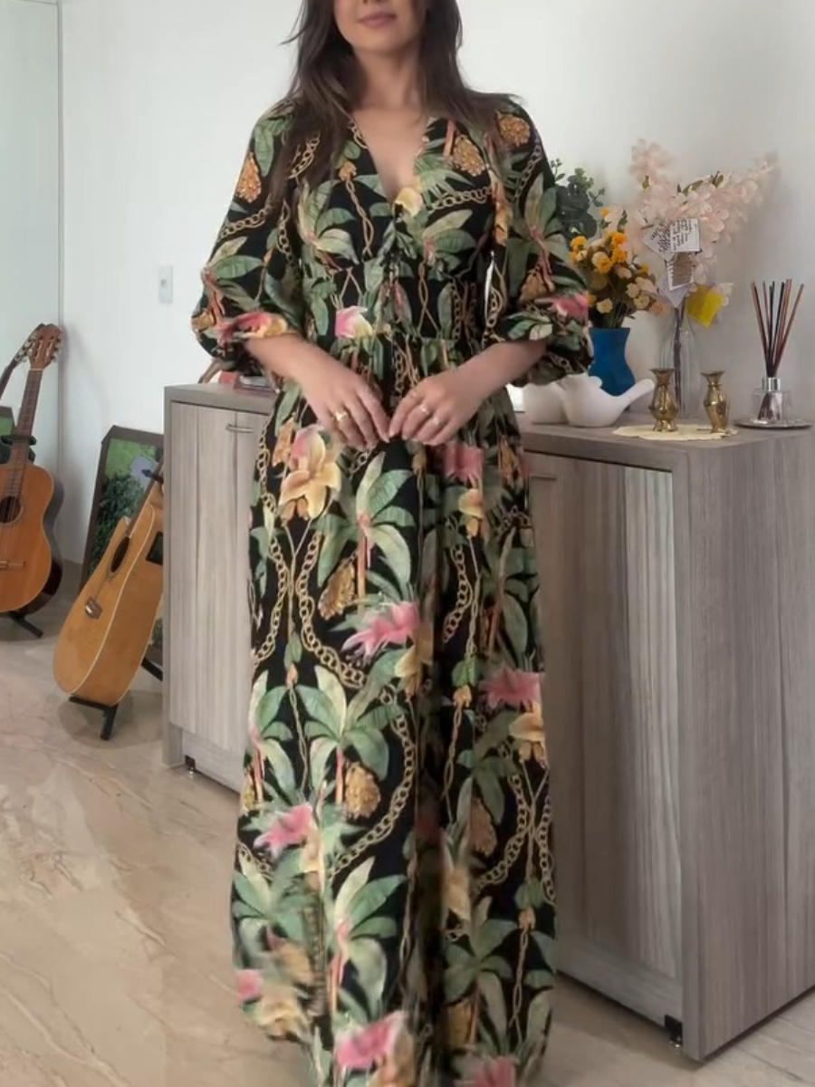 Summer Lily Print Maxi Dress