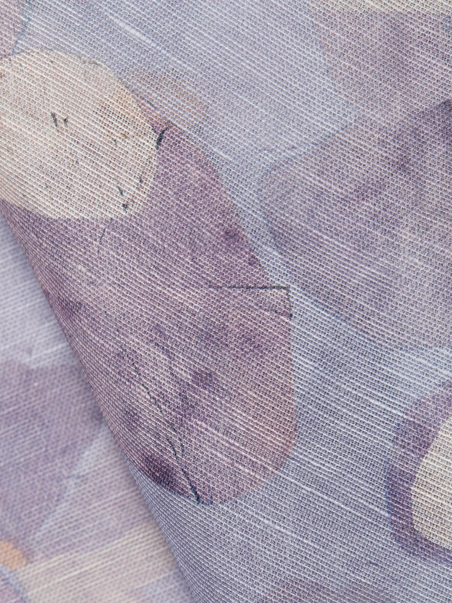 Summer Silk linen Lavender Floral Printed Maxi Dress