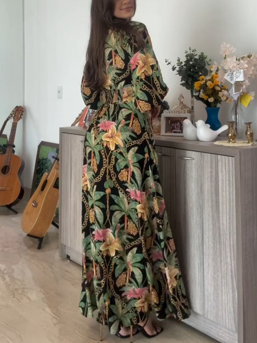 Summer Lily Print Maxi Dress