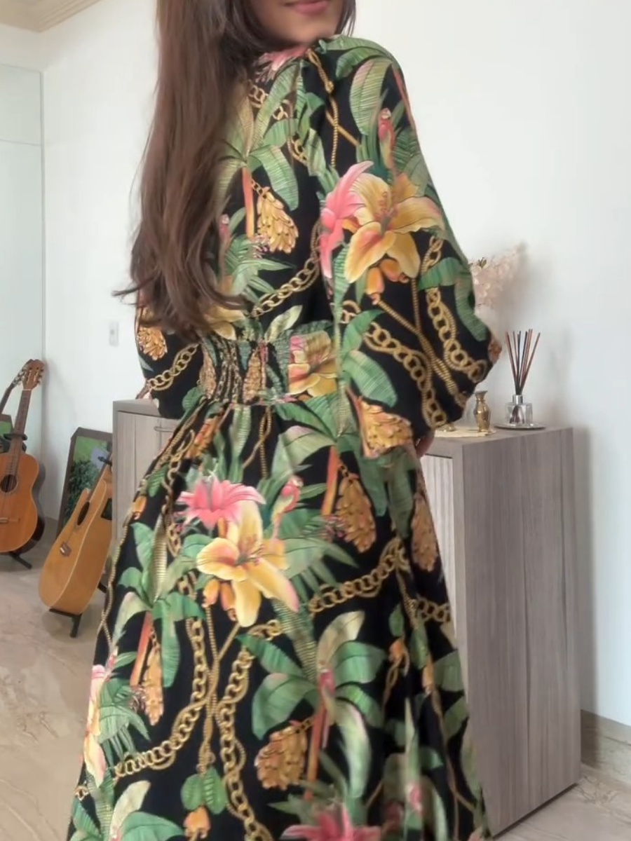 Summer Lily Print Maxi Dress
