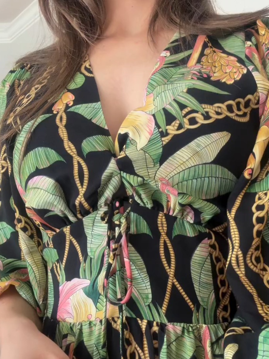 Summer Lily Print Maxi Dress